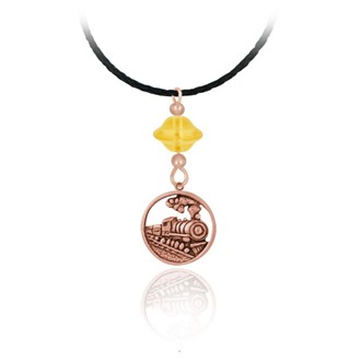 Train in Circle Pendant Braided Cord