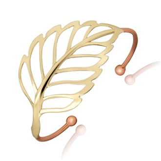 Large Open Leaf Wire Cuff