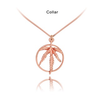 Marijuana Leaf Ring V-neck Collar Pendant