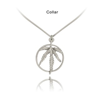 Marijuana Leaf Ring V-neck Collar Pendant