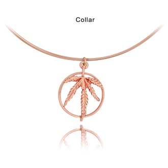 Marijuana Leaf Ring Round Collar Pendant