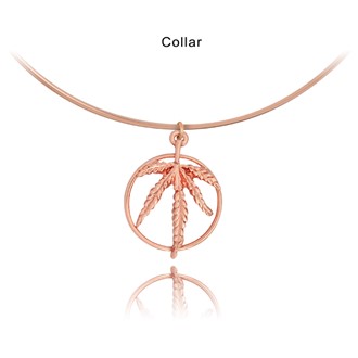 Marijuana Leaf Ring Round Collar Pendant