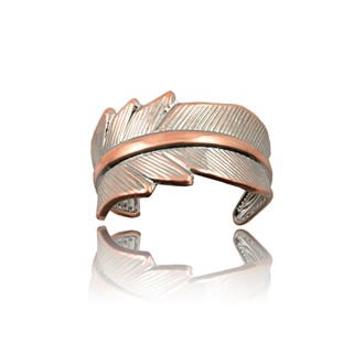 Feather Two-Tone Adjustable Ring