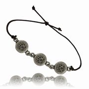 Bear Paw Print Round Adjustable Triple Bracelet