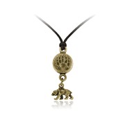 Bear Paw Print Round Adjustable Pendant Bear Charm Drop