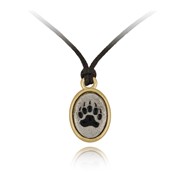 Bear Paw Print Mini-Elegance Oval Adjustable Silk Pendant