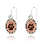 Wolf Paw Print Mini-Elegance Oval Two Tone Earrings