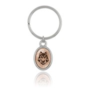 Wolf Face Mini-Elegance Two Tone Oval Key Ring