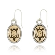 Turtle Mini-Elegance Oval Two Tone Earrings