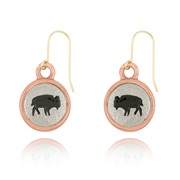 Buffalo Mini-Elegance Round Two Tone Left & Right Earrings
