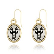 Moose Head Mini-Elegance Oval Two Tone Earrings