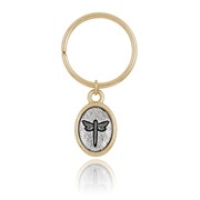 Dragonfly Mini-Elegance Two Tone Oval Key Ring