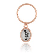 Flamingo Mini-Elegance Two Tone Oval Key Ring