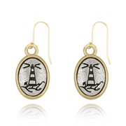 Lighthouse Mini-Elegance Oval Two Tone Earrings