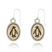 Penguin Left & Right Mini-Elegance Oval Two Tone Earrings