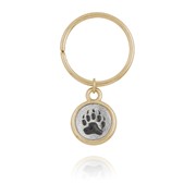 Bear Paw Print Mini-Elegance Two Tone Round Key Ring