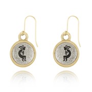 Kokopelli Left & Right Mini-Elegance Round Two Tone Earrings