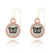 Butterfly Mini-Elegance Round Two Tone Earrings
