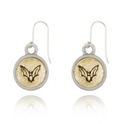 Bat Mini-Elegance Round Two Tone Earrings