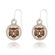 Tiger Face Mini-Elegance Round Two Tone Earrings