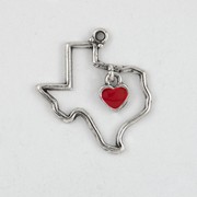 Texas Map Outline with Heart Charm