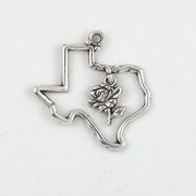 Texas Map Outline with Rose Charm