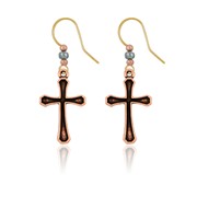 Rounded Edge Outline Cross Earrings