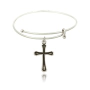 Rounded Edge Outline Cross Slider Bangle