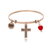 Bordered Cross Adjustable Bangle Bracelet