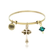 Flanked Cross Adjustable Bangle Bracelet