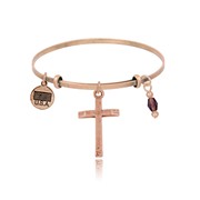 Beveled Edge Cross Adjustable Bangle Bracelet