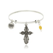 Gathered Cross Adjustable Bangle Bracelet