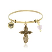 Gathered Cross Adjustable Bangle Bracelet