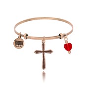 Pointed Edge Outline Cross Adjustable Bangle Bracelet