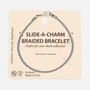 Carded Gray Braided Bracelet with Silver Finish Ends