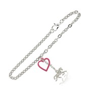 Race Horse and Heart Link Bracelet