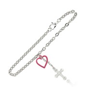 Cross and Heart Link Bracelet