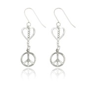 Peace Sign and Heart Earrings