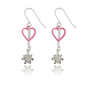 Columbine Flower and Heart Earrings