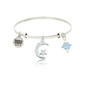 Moon with Star Adjustable Bangle Bracelet