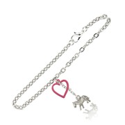 Zebra and Heart Link Bracelet