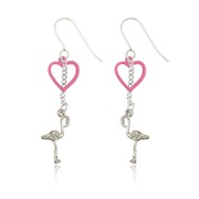 Flamingo and Heart Earrings