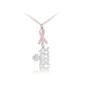 #1 Mom Pink Ribbon Pendant