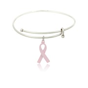 Pink Ribbon Slider Bangle Bracelet