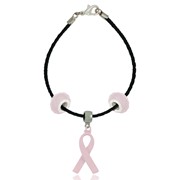 Pink Ribbon Braided Bangle Bracelet