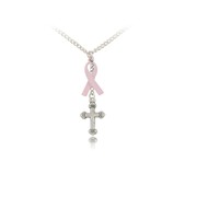 Cross and Pink Ribbon Pendant