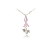 Praying Hands and Pink Ribbon Pendant