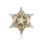 Nickel Finish Star Texas Ranger Badge with Overlay