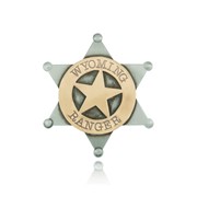 Nickel Finish Wyoming Ranger Badge with Overlay