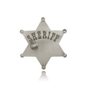 Nickel Finish Sheriff Badge with Bullet Hole